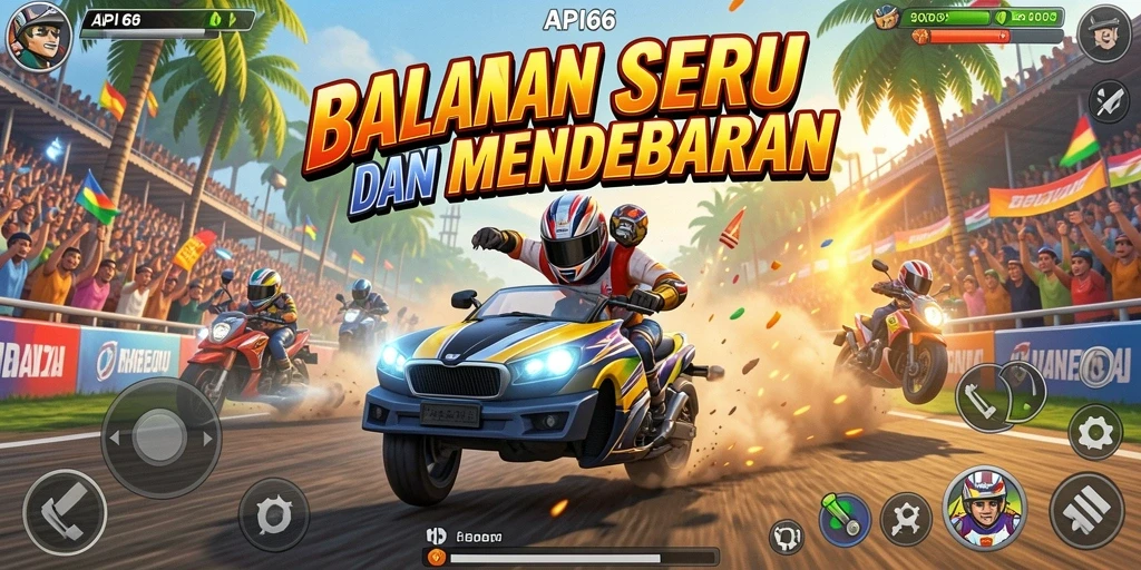 Tampilan screenshot utama API66 menampilkan aksi balapan yang mendebarkan.