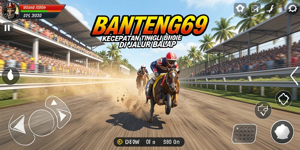 Tampilan gameplay BANTENG69 yang menegangkan di jalur balap.