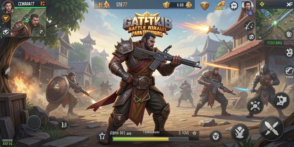 Tampilan gameplay CEMARA77 yang mendebarkan dalam pertempuran Battle Royale.