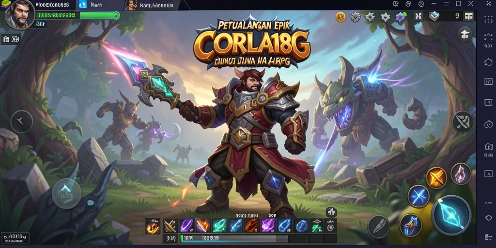 Screenshot gameplay CORLA188 menampilkan aksi bertarung yang epik.