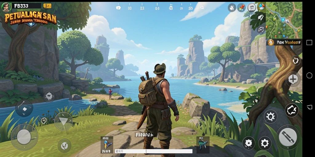 Tangkapan layar FB333 menampilkan gameplay petualangan dalam dunia terbuka.