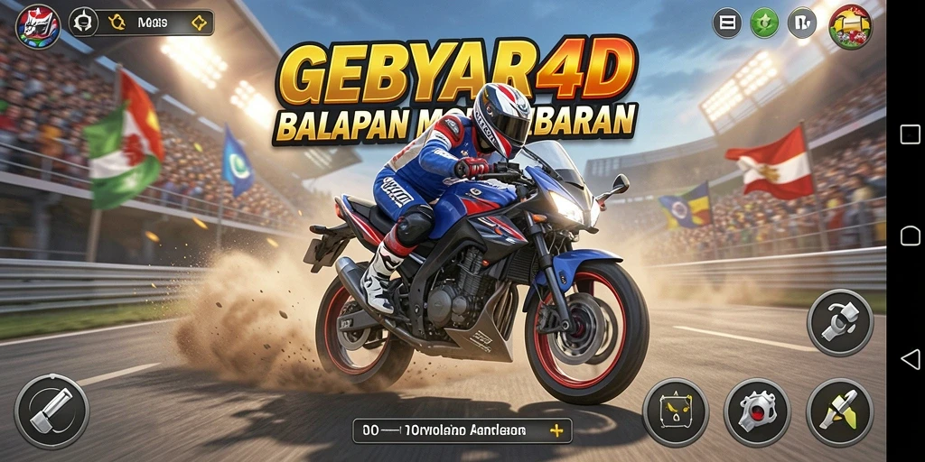 Gameplay GEBYAR4D yang penuh aksi dan seru saat balapan.