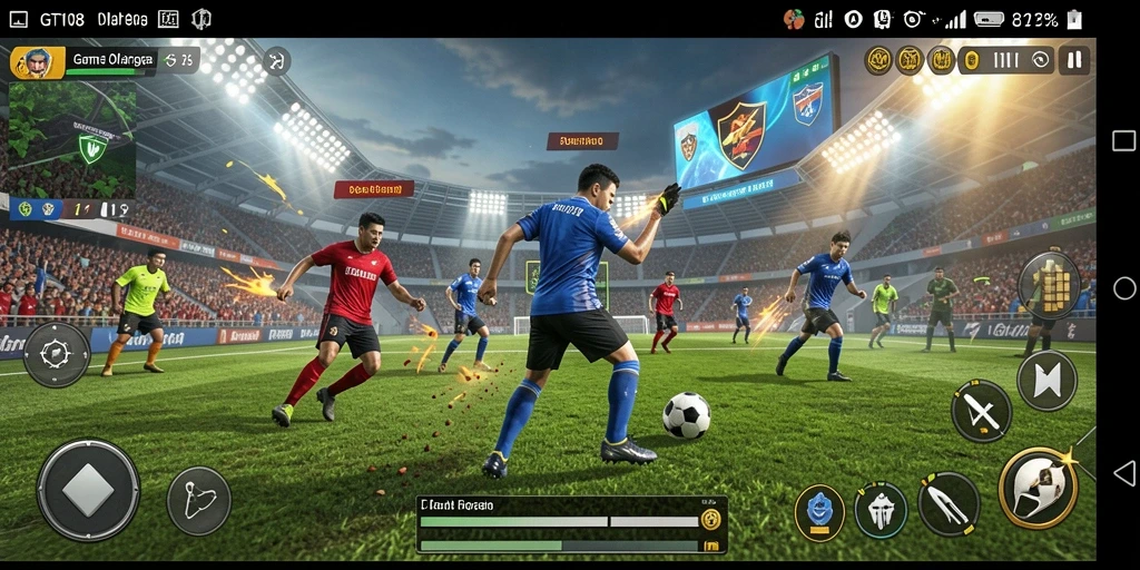 Tangkapan layar gameplay GT108 menampilkan aksi olahraga mendebarkan.