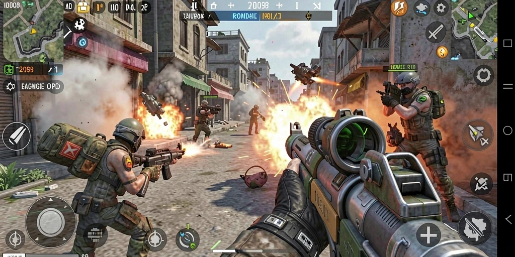 Tampilan seru gameplay dalam ID098 dengan aksi pertempuran nyata.