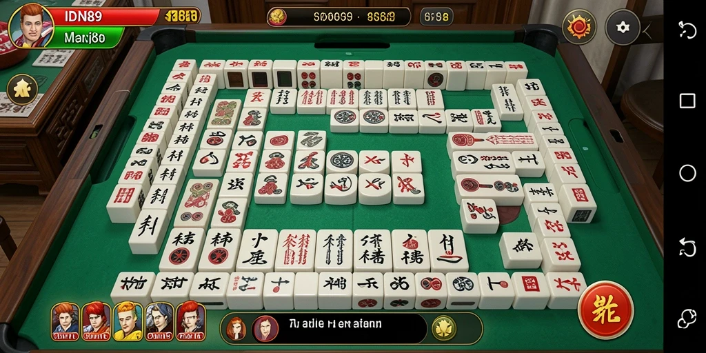 Tampilan gameplay menarik di IDN89 dengan ubin Mahjong.