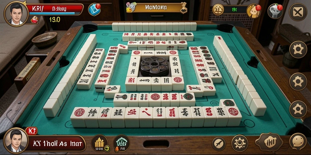 Tampilan gameplay seru KKRP dalam permainan Mahjong.
