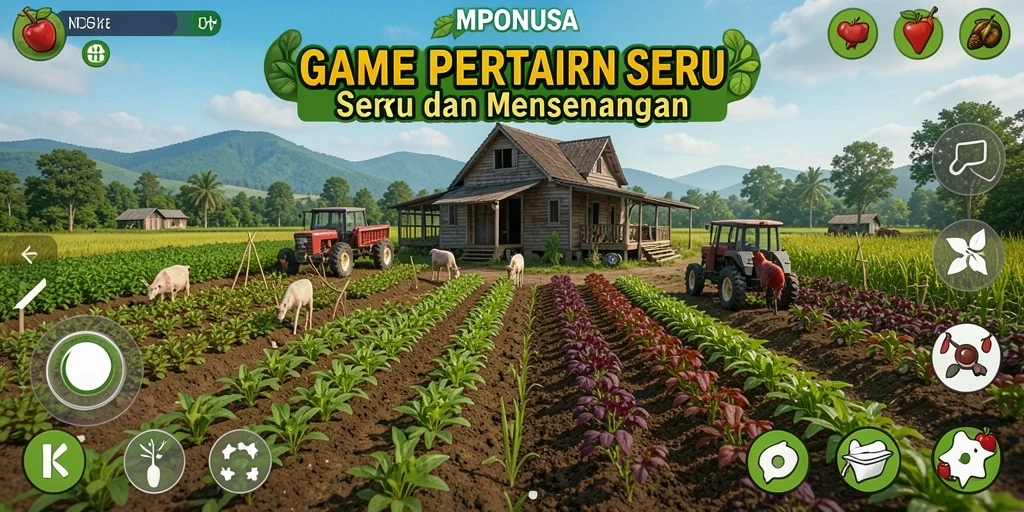 Tampilan menarik gameplay MPONUSA yang penuh dengan aktivitas bertani.