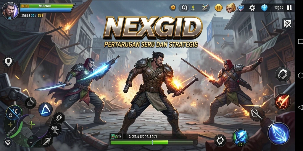 Gameplay NEXGID menampilkan pertarungan seru dan karakter yang unik.