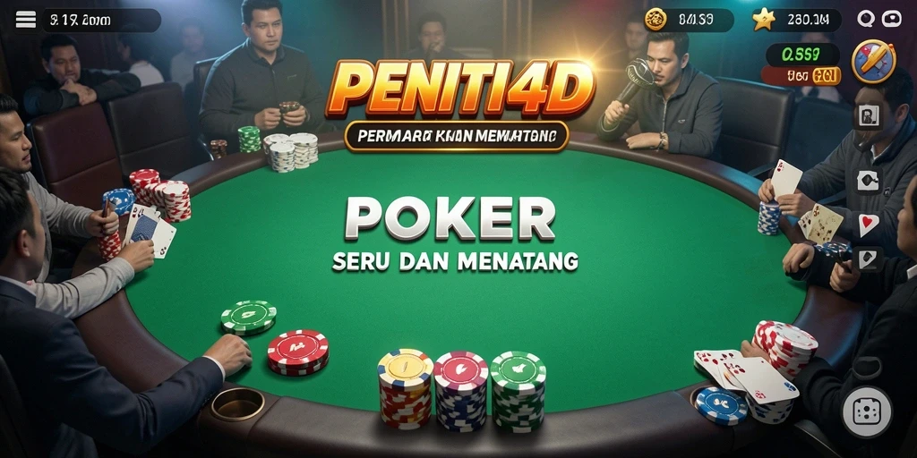 Screenshot utama PENITI4D menunjukkan gameplay Poker yang seru dan menarik.