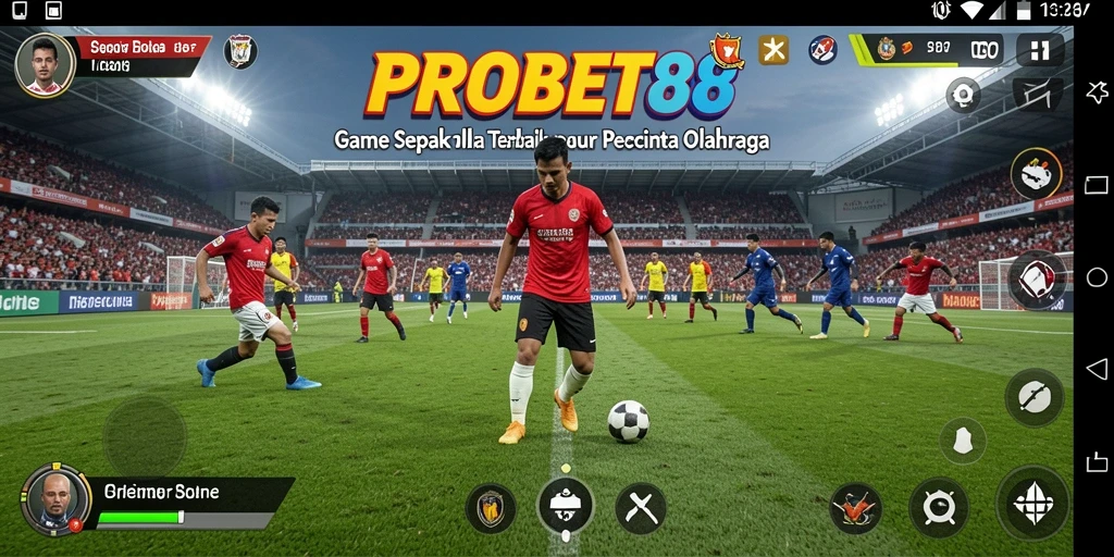 Tampilan gameplay PROBET88 yang seru dalam pertandingan sepak bola.