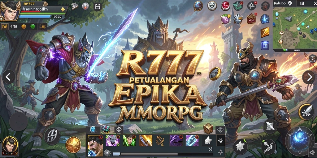 Tangkapan layar utama RR777 menampilkan aksi seru dalam gameplay MMORPG.