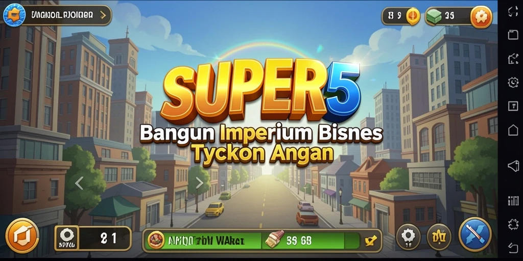 Gambaran gameplay SUPER5 yang menarik dengan elemen Tycoon.