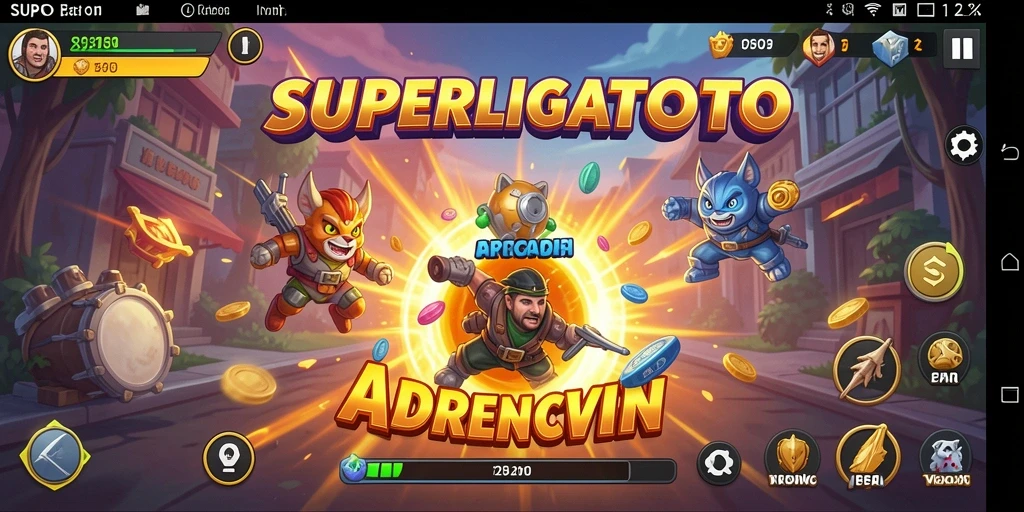 Tampilan gameplay SUPERLIGATOTO yang menggugah semangat bermain.