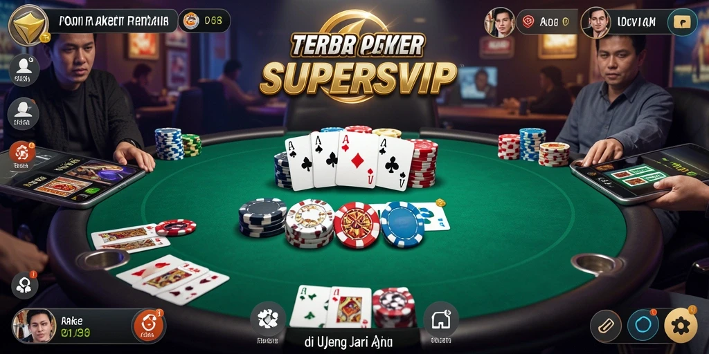 Tampilan gameplay menarik dalam SUPERSVIP menunjukkan suasana poker yang seru.