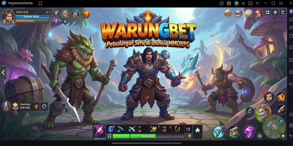 Screenshot gameplay WARUNGBET menampilkan karakter beraksi di dunia fantasi yang mengesankan.
